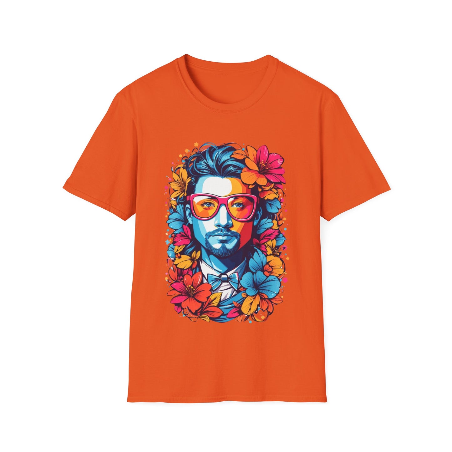 Vibrant Floral Portrait Unisex Softstyle T-Shirt