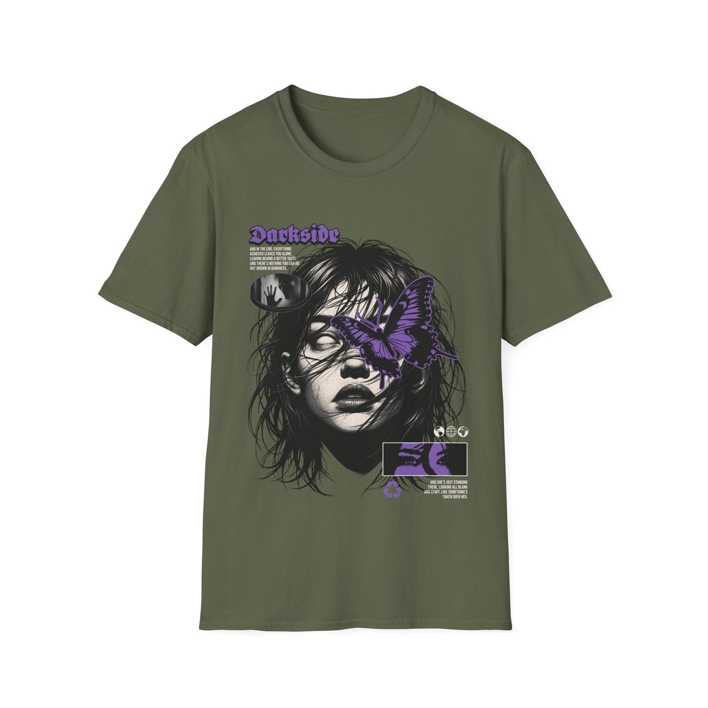 Graphic Tee - Moody Portrait with Purple Butterfly Accent