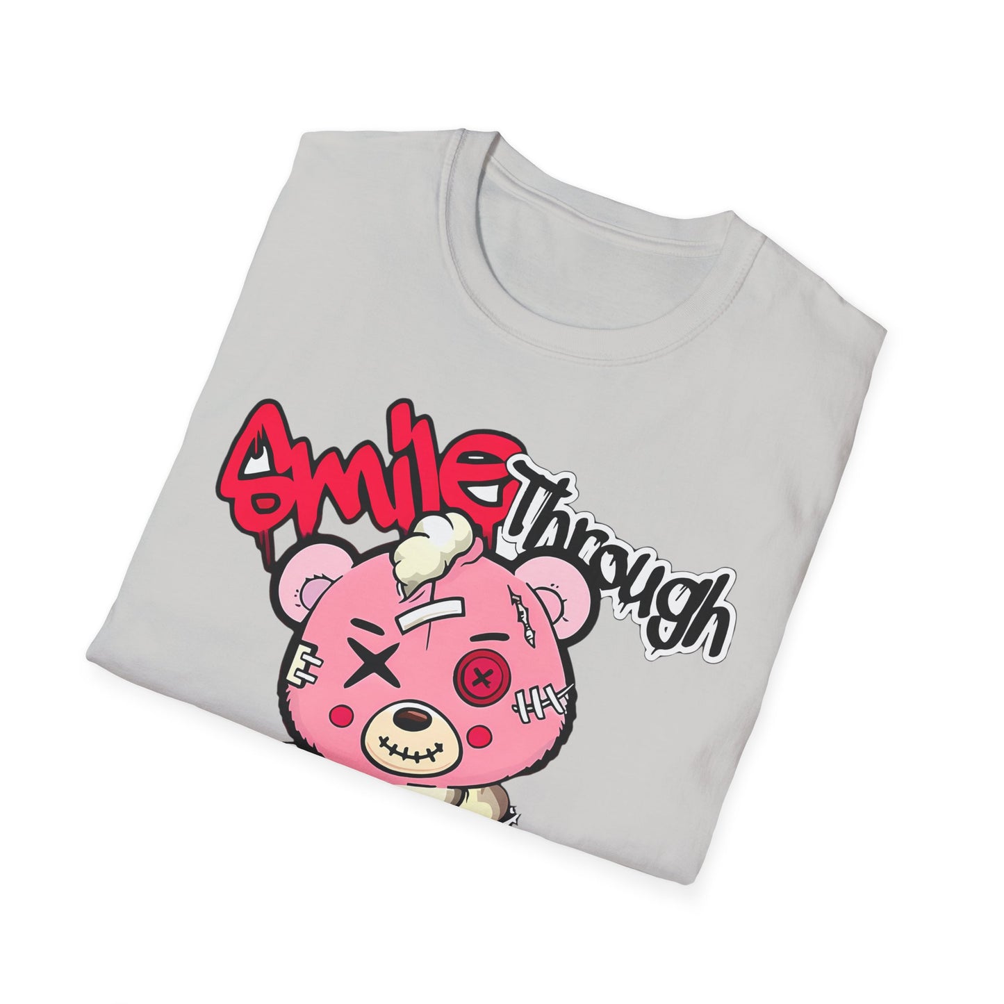 Smile Through The Pain T-Shirt — Cute Grunge Pink Teddy Graphic Tee