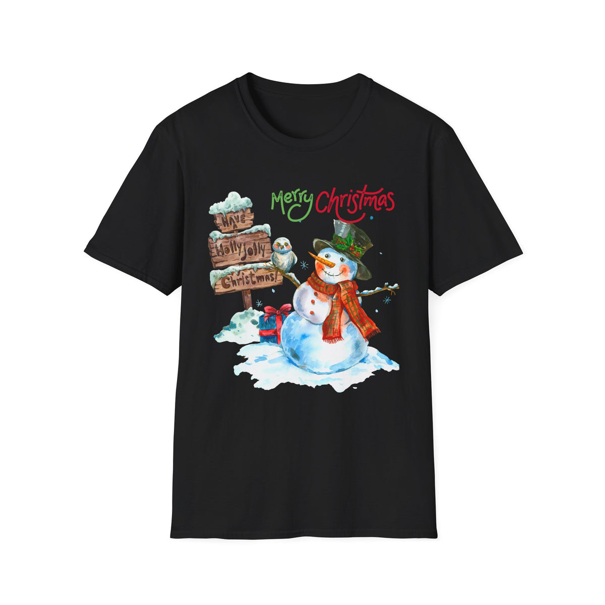 Merry Christmas Snowman T-Shirt — Festive Holiday Graphic Tee