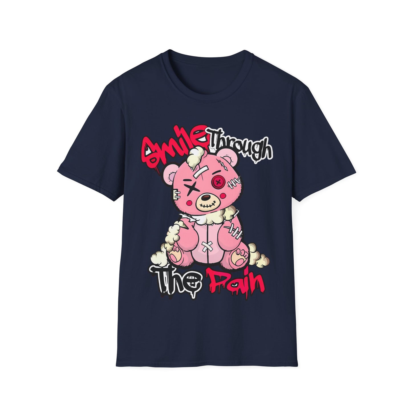 Smile Through The Pain T-Shirt — Cute Grunge Pink Teddy Graphic Tee