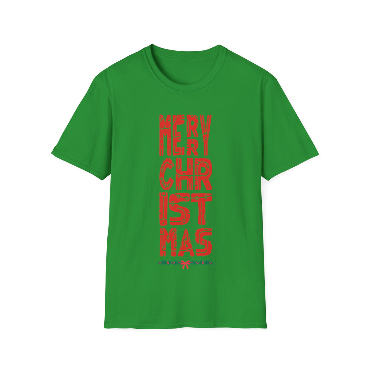 Christmas Vertical Text T-Shirt — "Merry Christmas" Graphic Tee