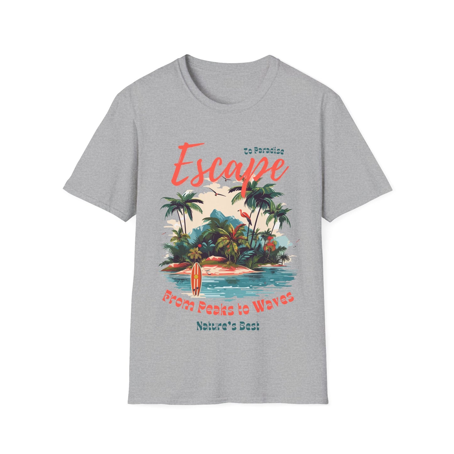 Escape to Paradise Unisex Softstyle T-Shirt – Tropical Beach Vibes