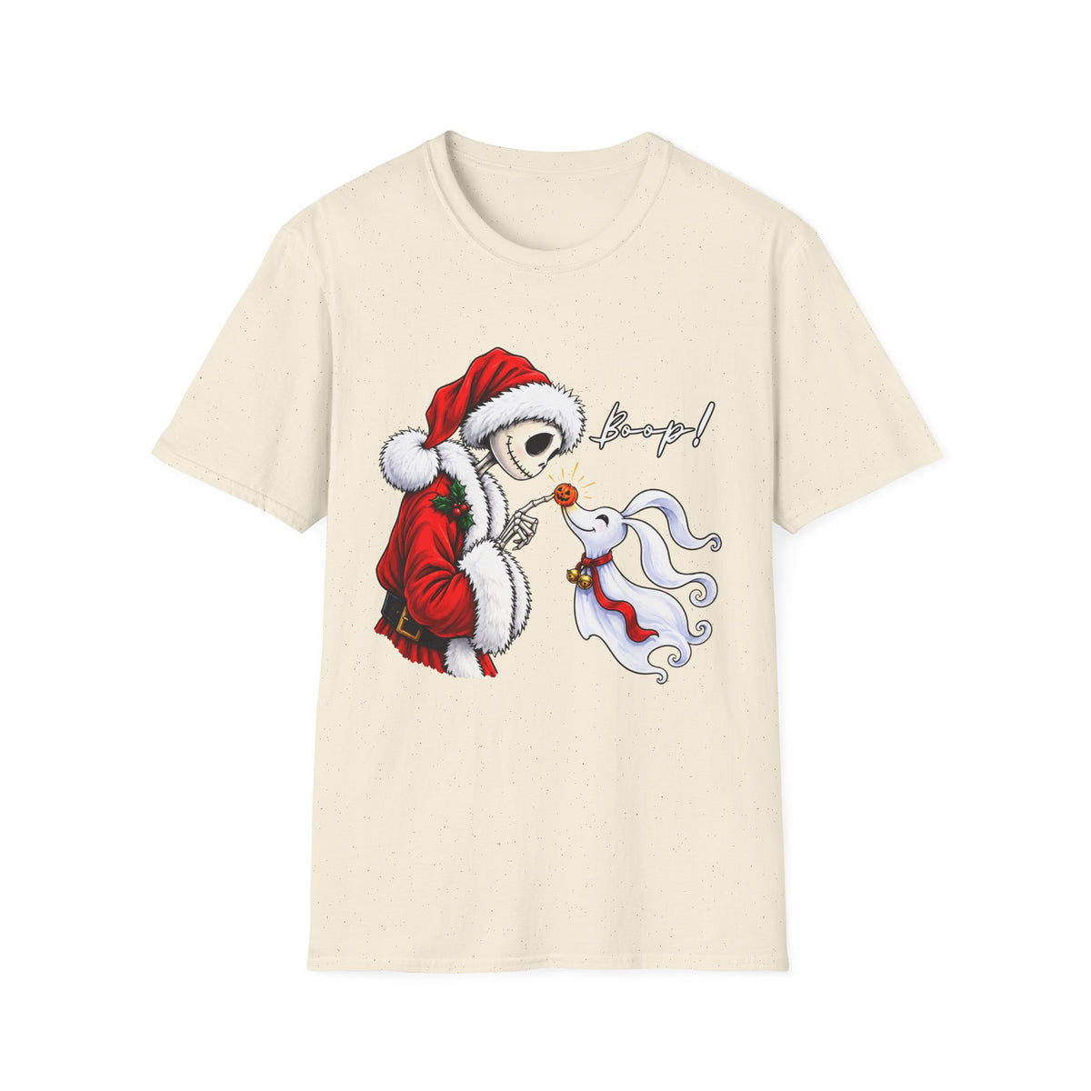 Christmas Skeleton and Ghost Dog Shirt Design, Spooky Santa Graphic Tee -  Holiday T-Shirt