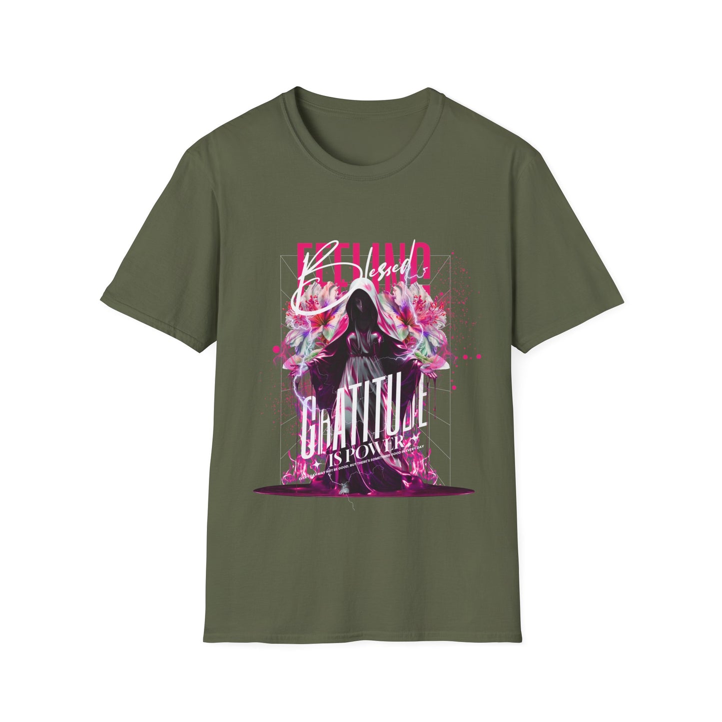 Feeling Beautiful Is Powerful T-Shirt — Floral Hooded Silhouette Tee