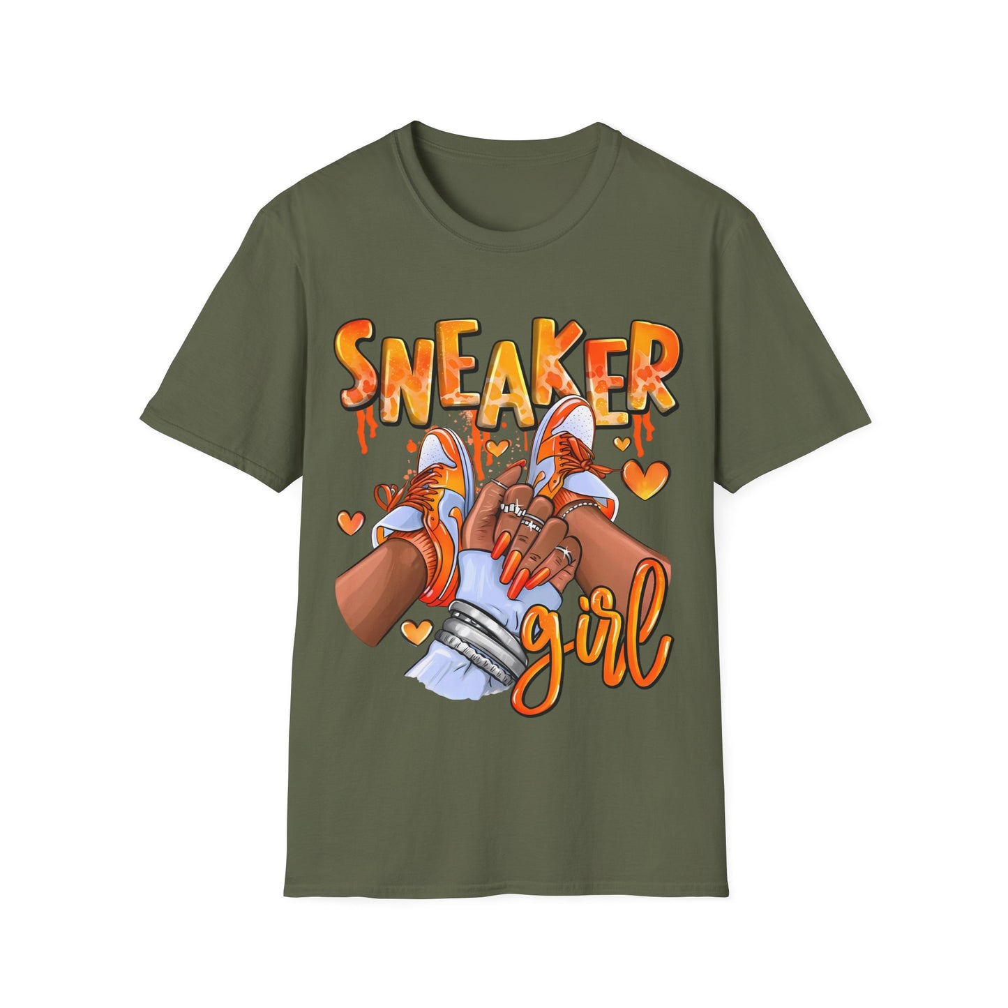 Sneaker Girl T-Shirt – Cute Orange Graphic Tee for Sneaker Lovers