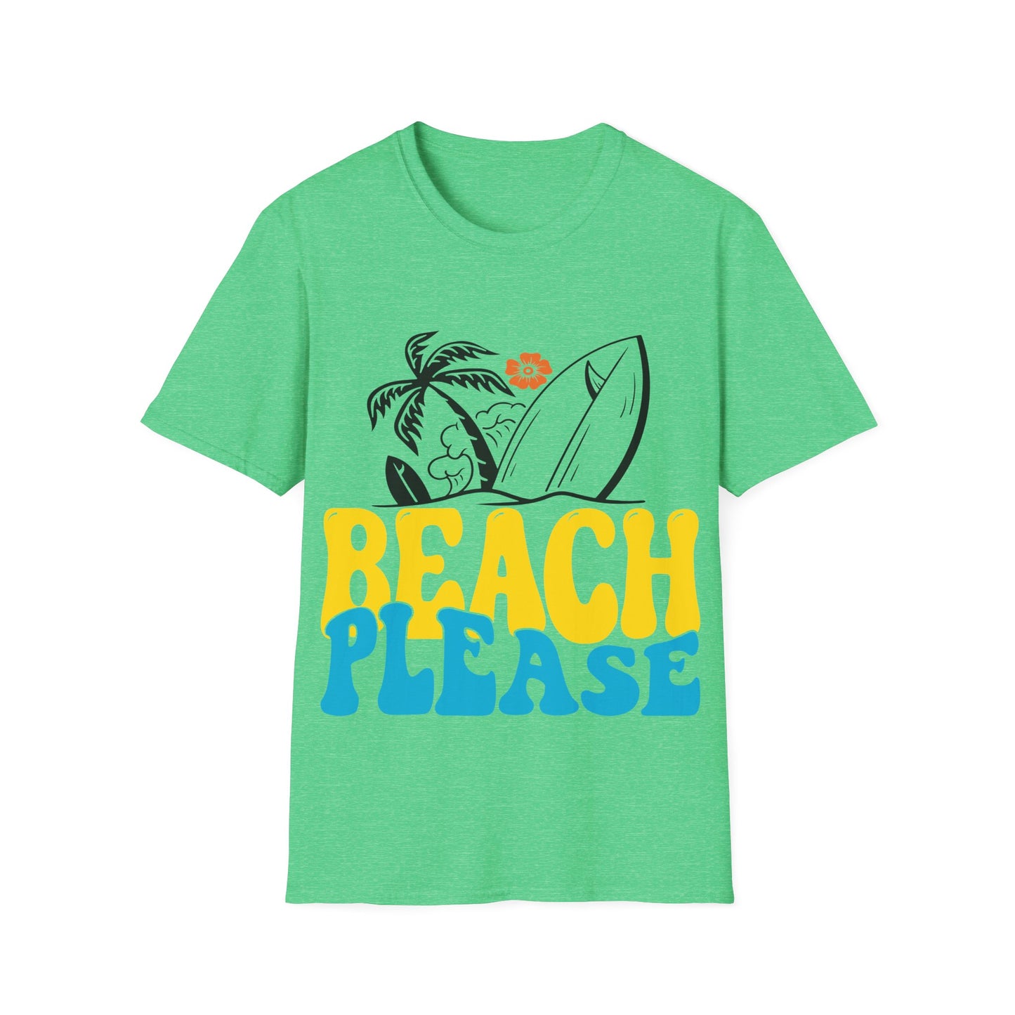 Beach Please T-Shirt – Retro Surf Palm Tree Tee