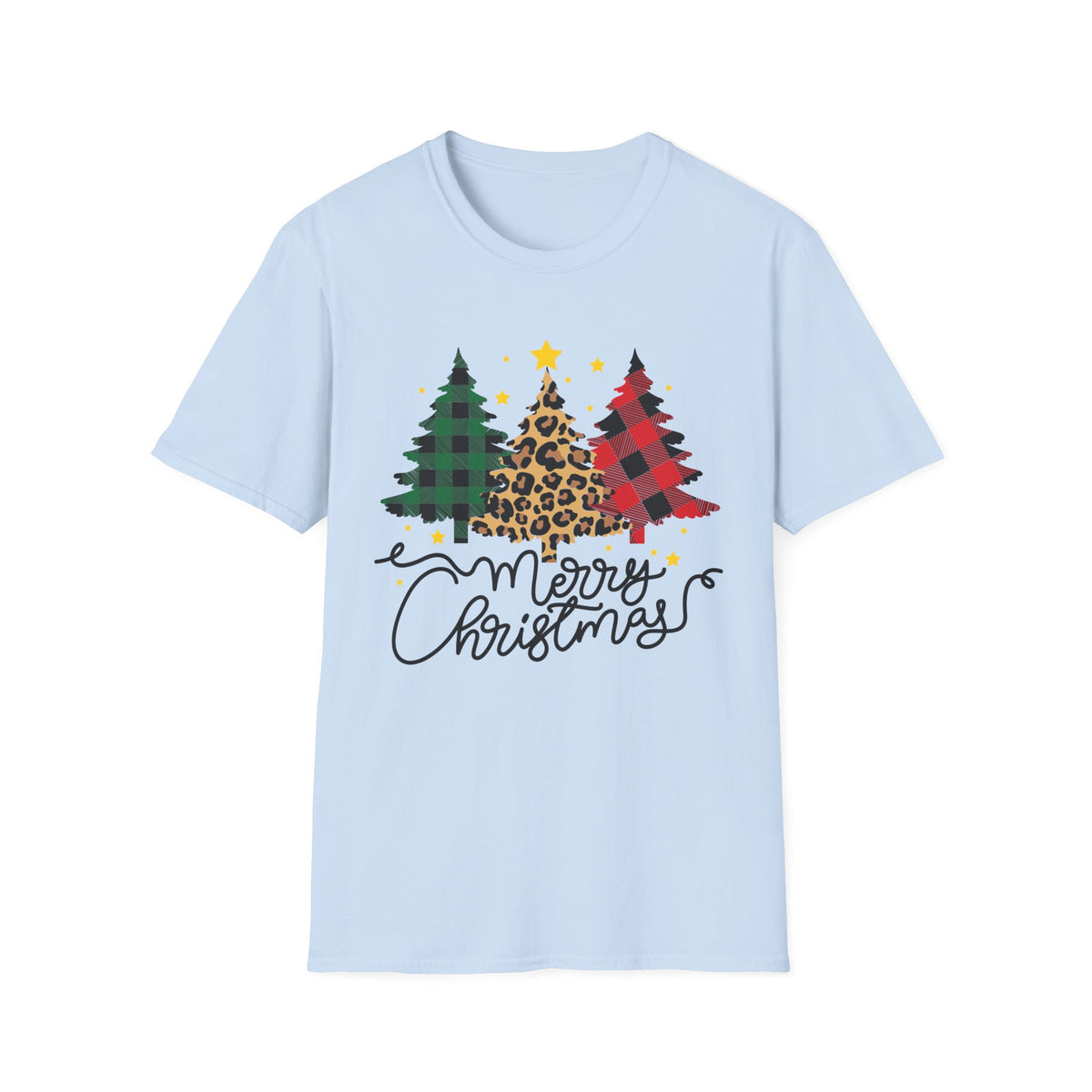 Christmas Buffalo Plaid & Leopard Tree T-Shirt — Merry Christmas Graphic Tee