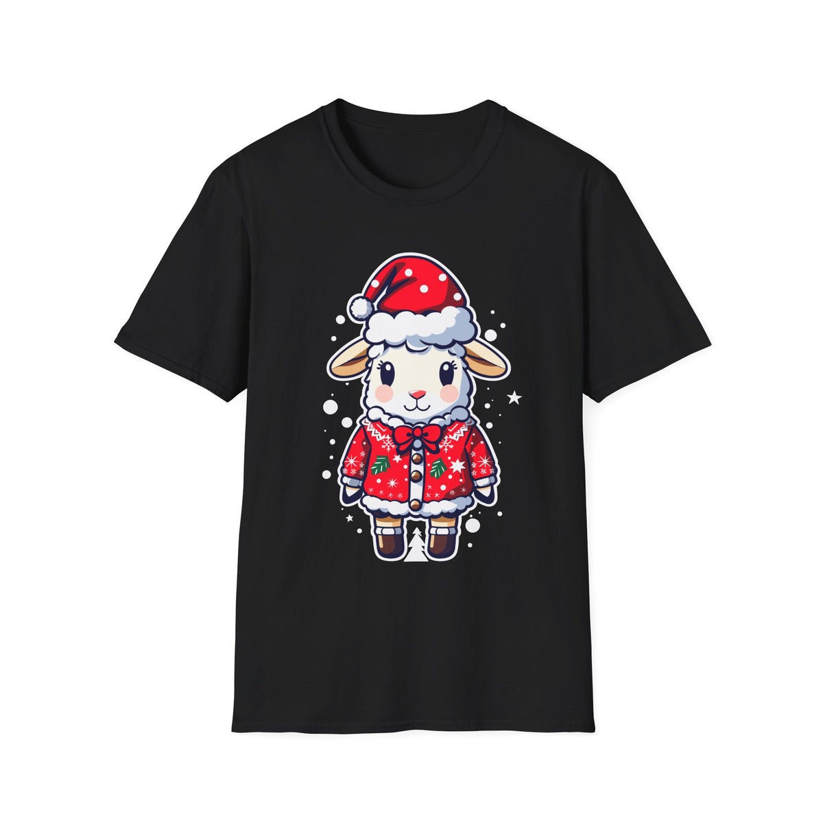 Sheep in Santa Hat T‑Shirt — Cute Christmas Lamb Holiday Tee