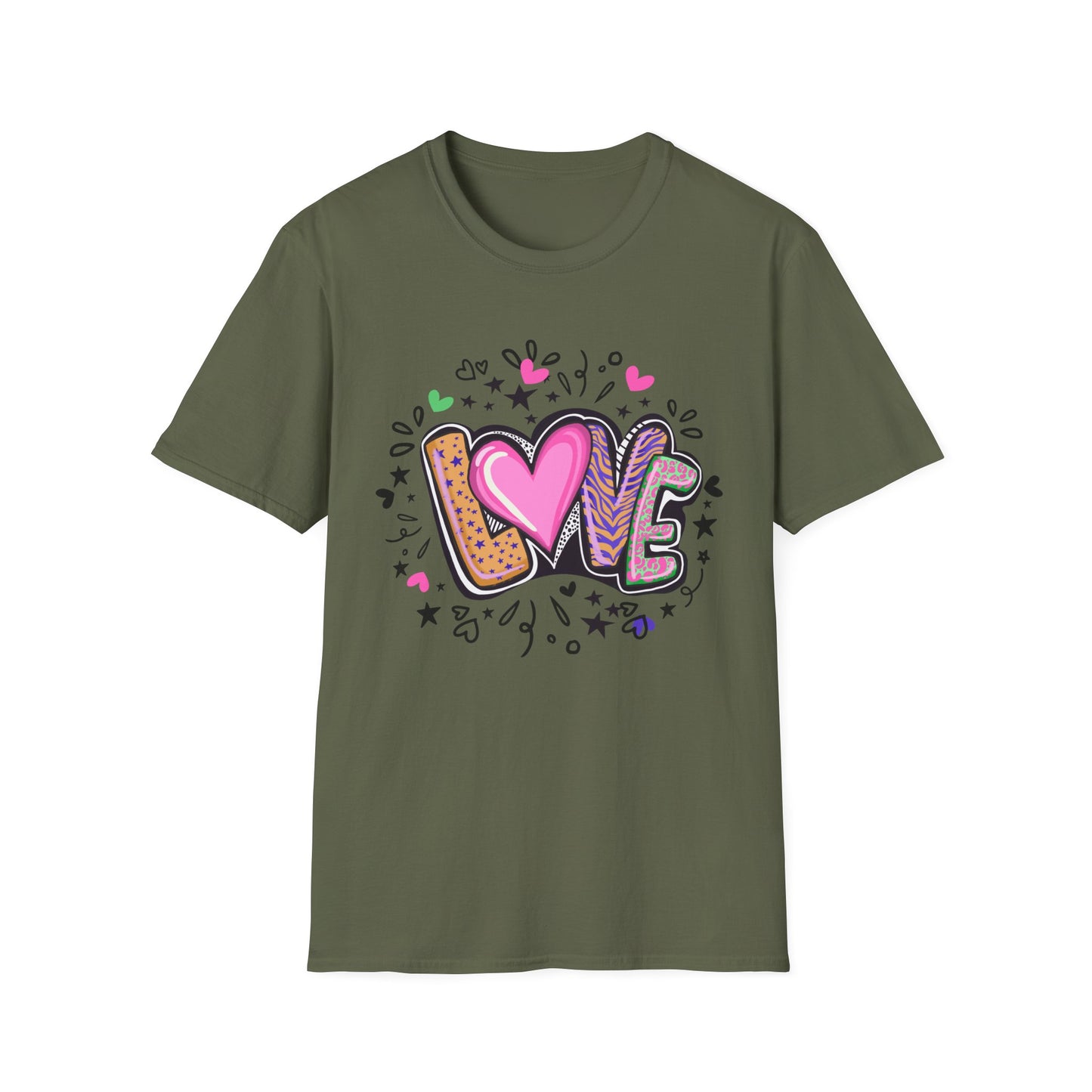 Colorful Love Graphic Unisex Softstyle T-Shirt