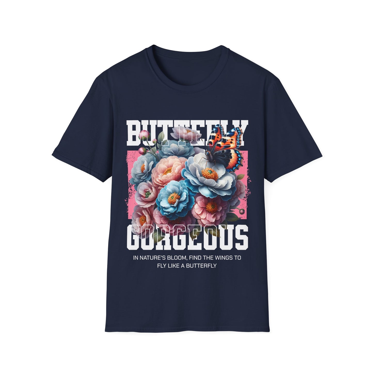 Butterfly Gorgeous Floral T-Shirt — Vintage Rose & Monarch Graphic Tee