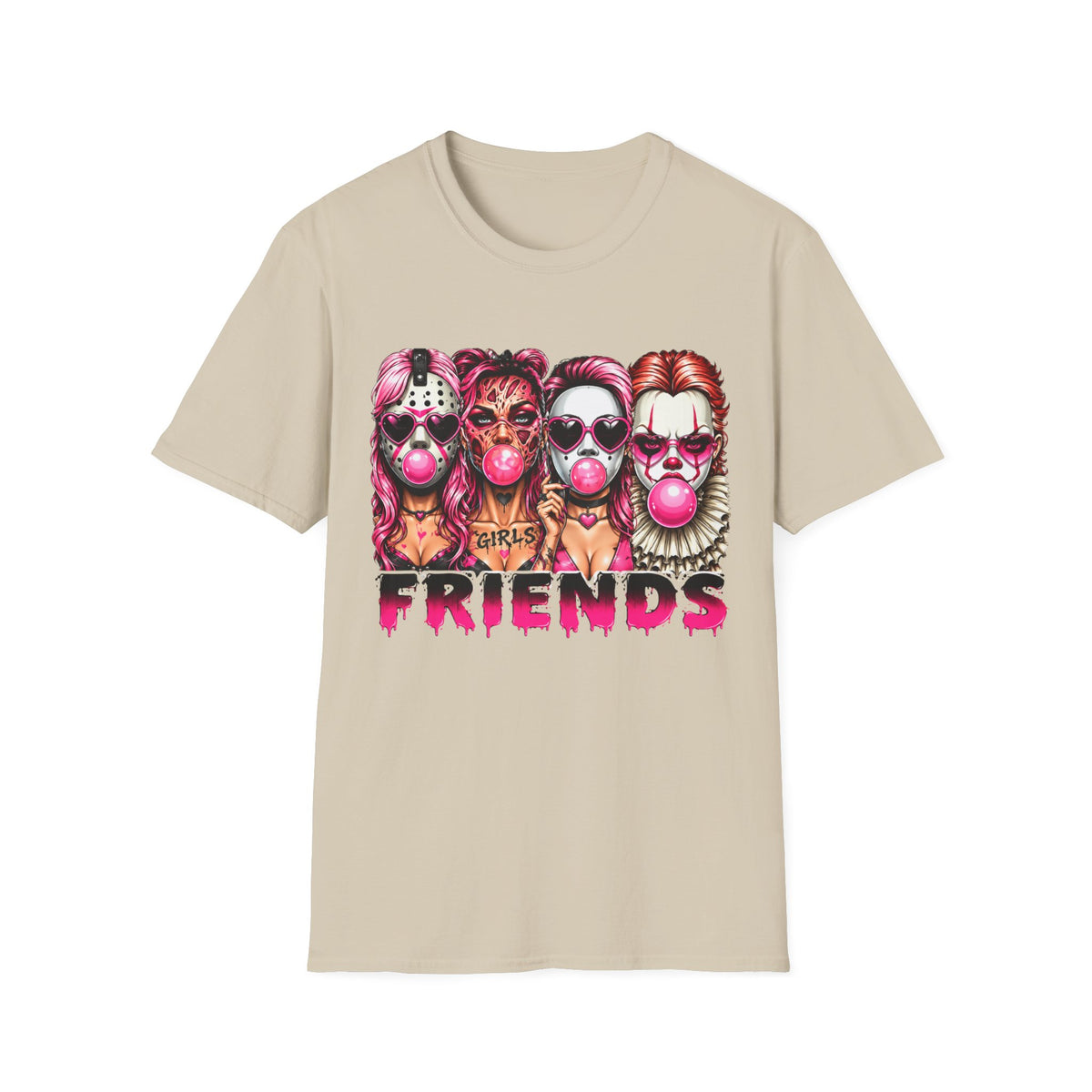Friends Horror  Graphic T-Shirt – Colorful Retro Character Design
