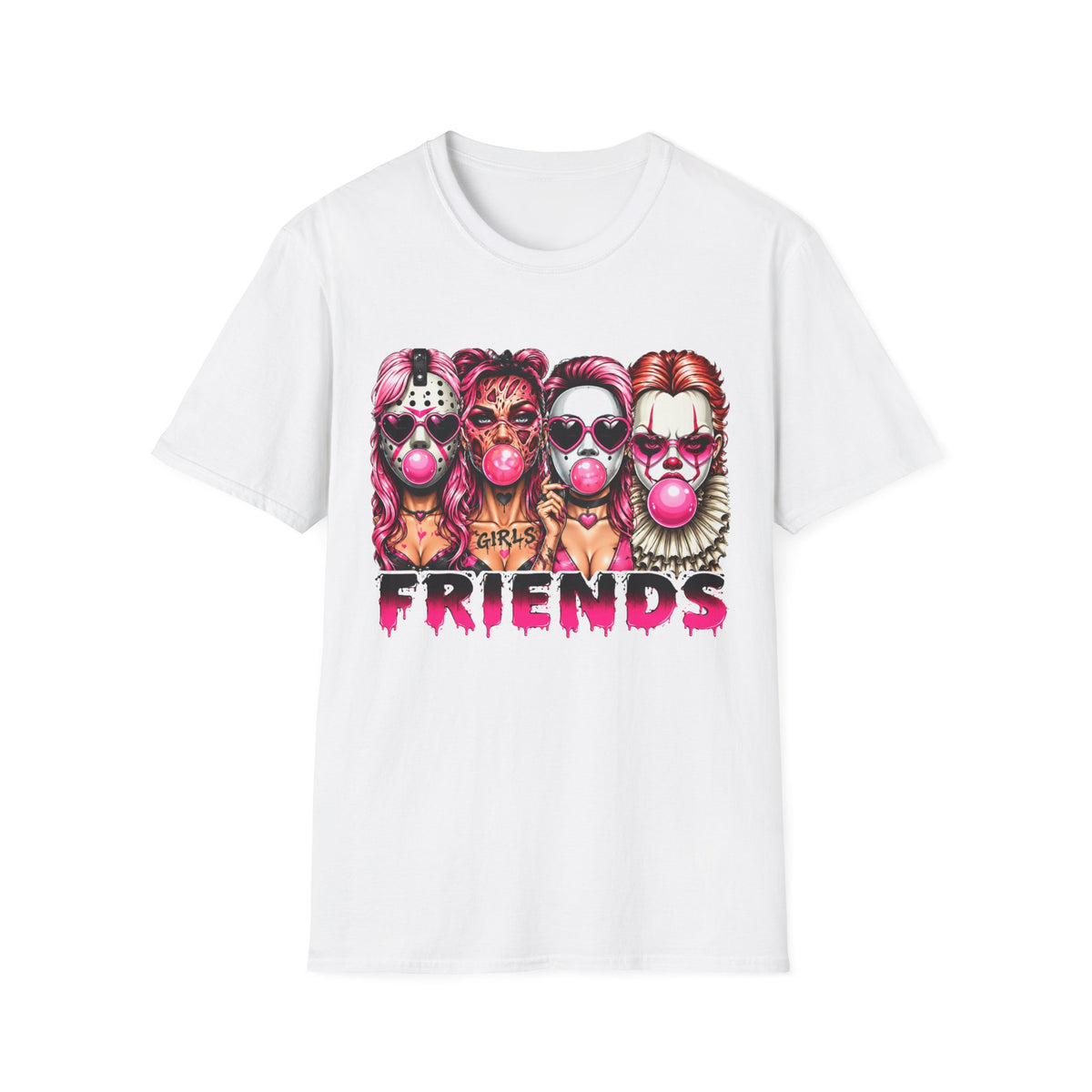 Friends Horror  Graphic T-Shirt – Colorful Retro Character Design