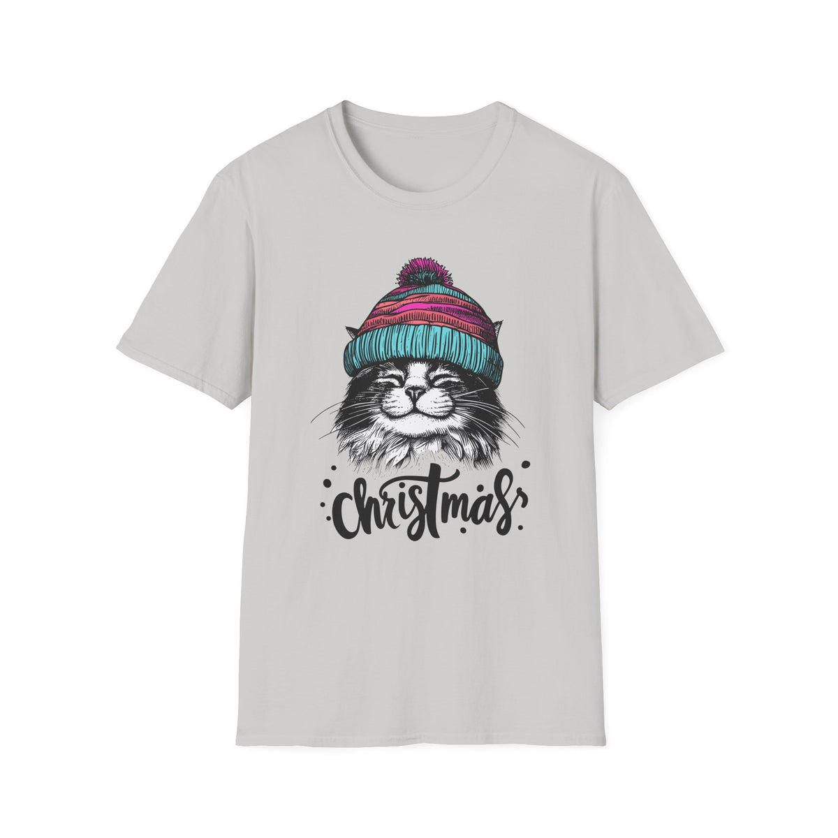 Christmas Cat Tee — Cozy Beanie Cat Graphic T-Shirt
