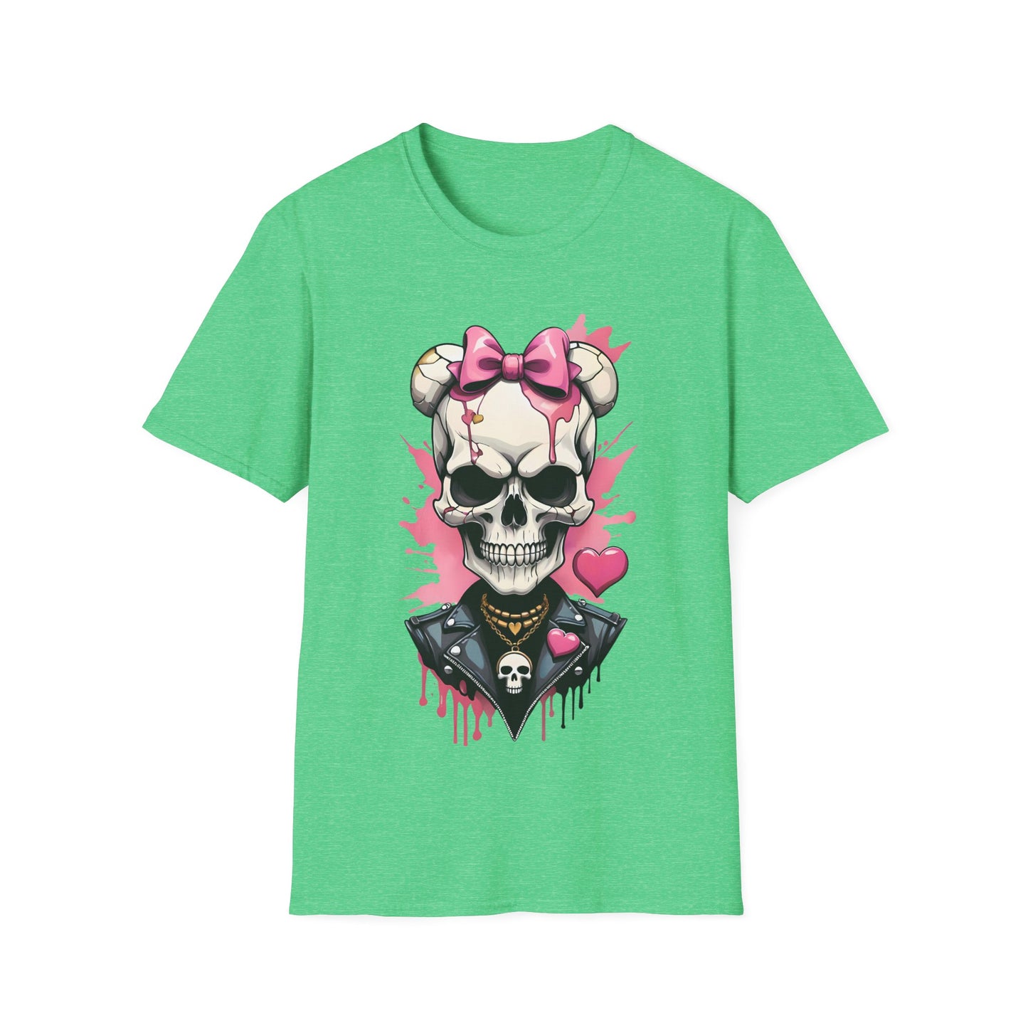 Skull Girl Graphic T-Shirt — Pink Bow Punk Skull Tee