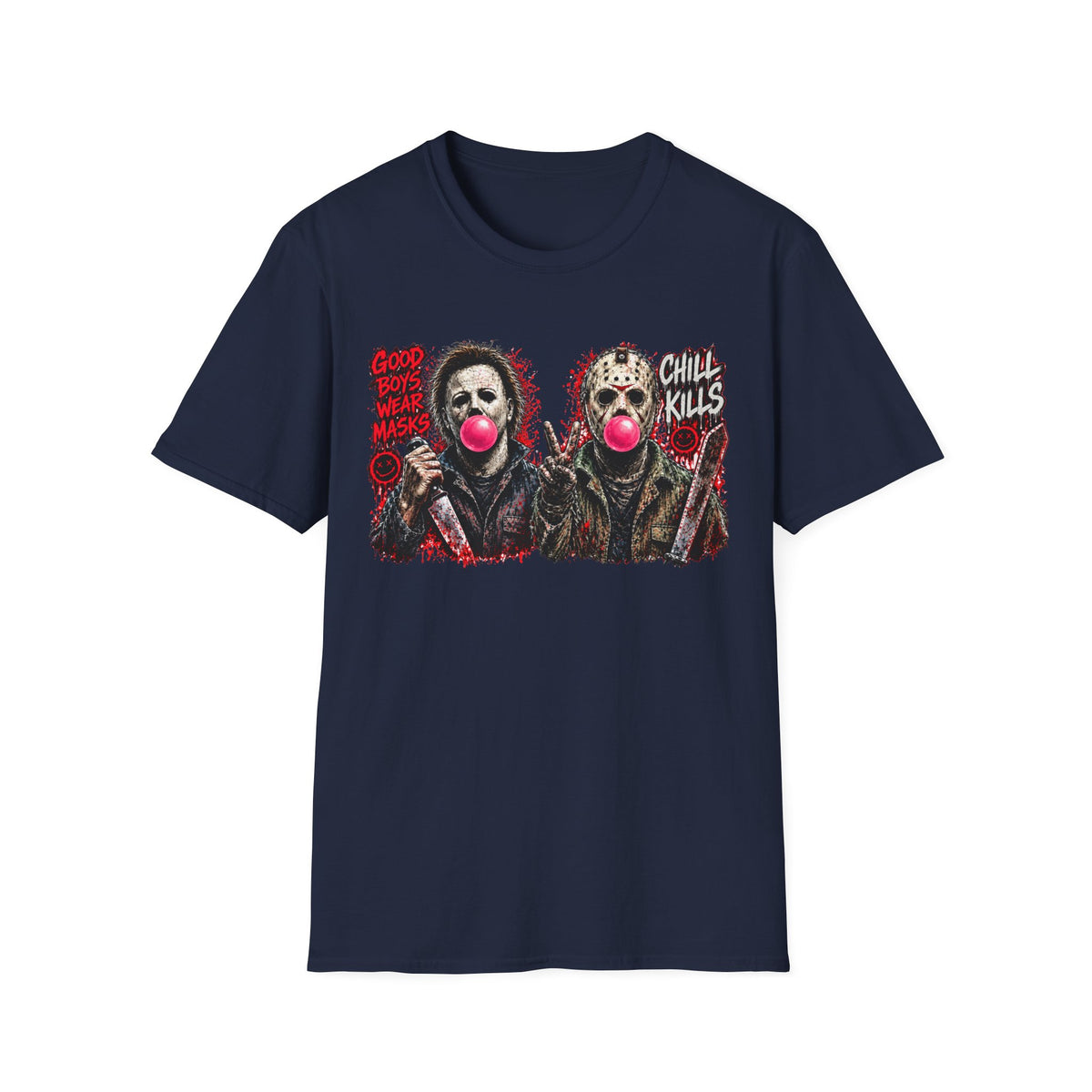 Masked Duo Horror Graphic T-Shirt