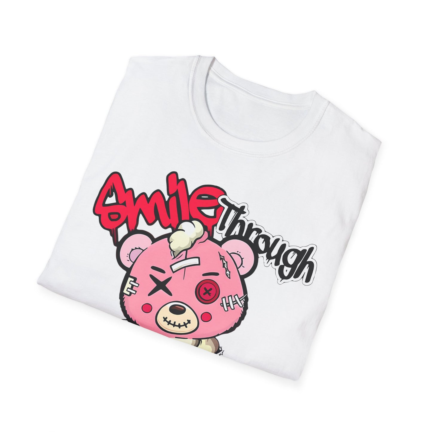 Smile Through The Pain T-Shirt — Cute Grunge Pink Teddy Graphic Tee