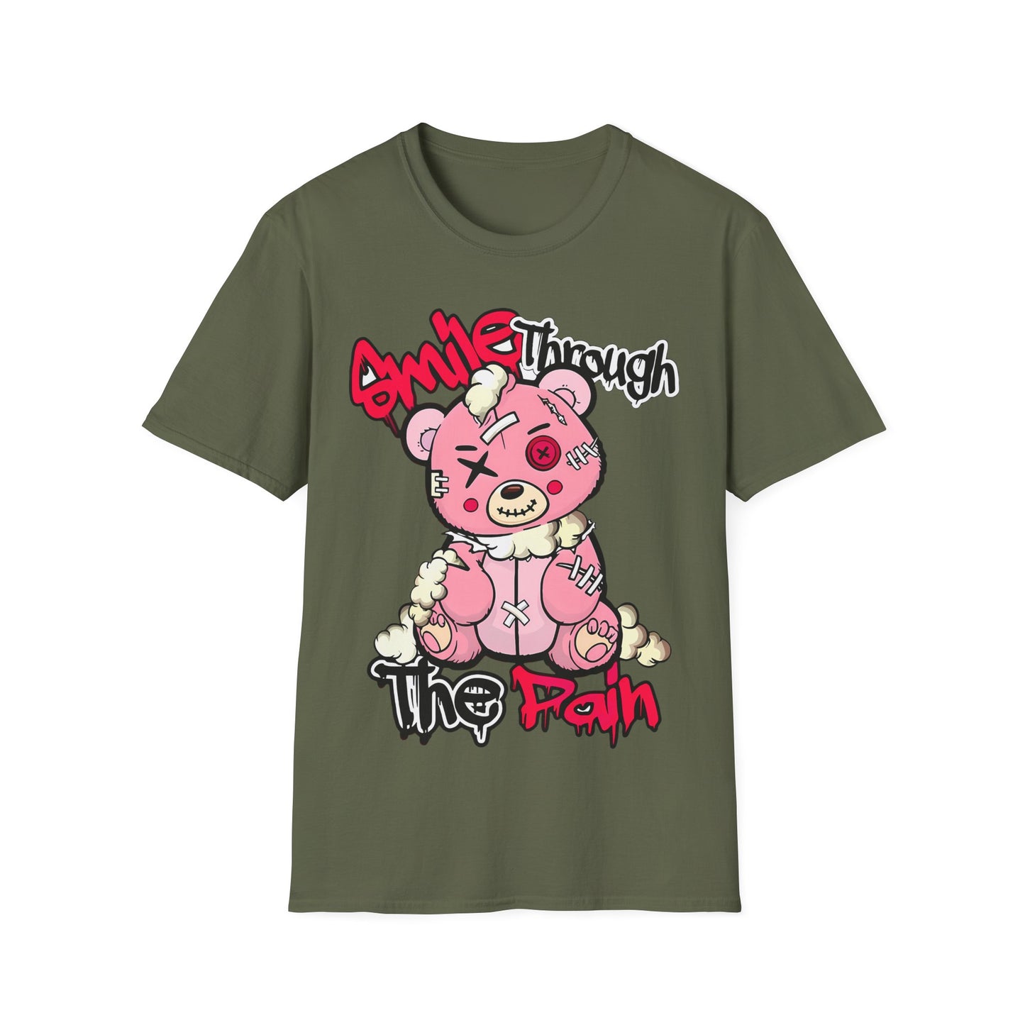 Smile Through The Pain T-Shirt — Cute Grunge Pink Teddy Graphic Tee