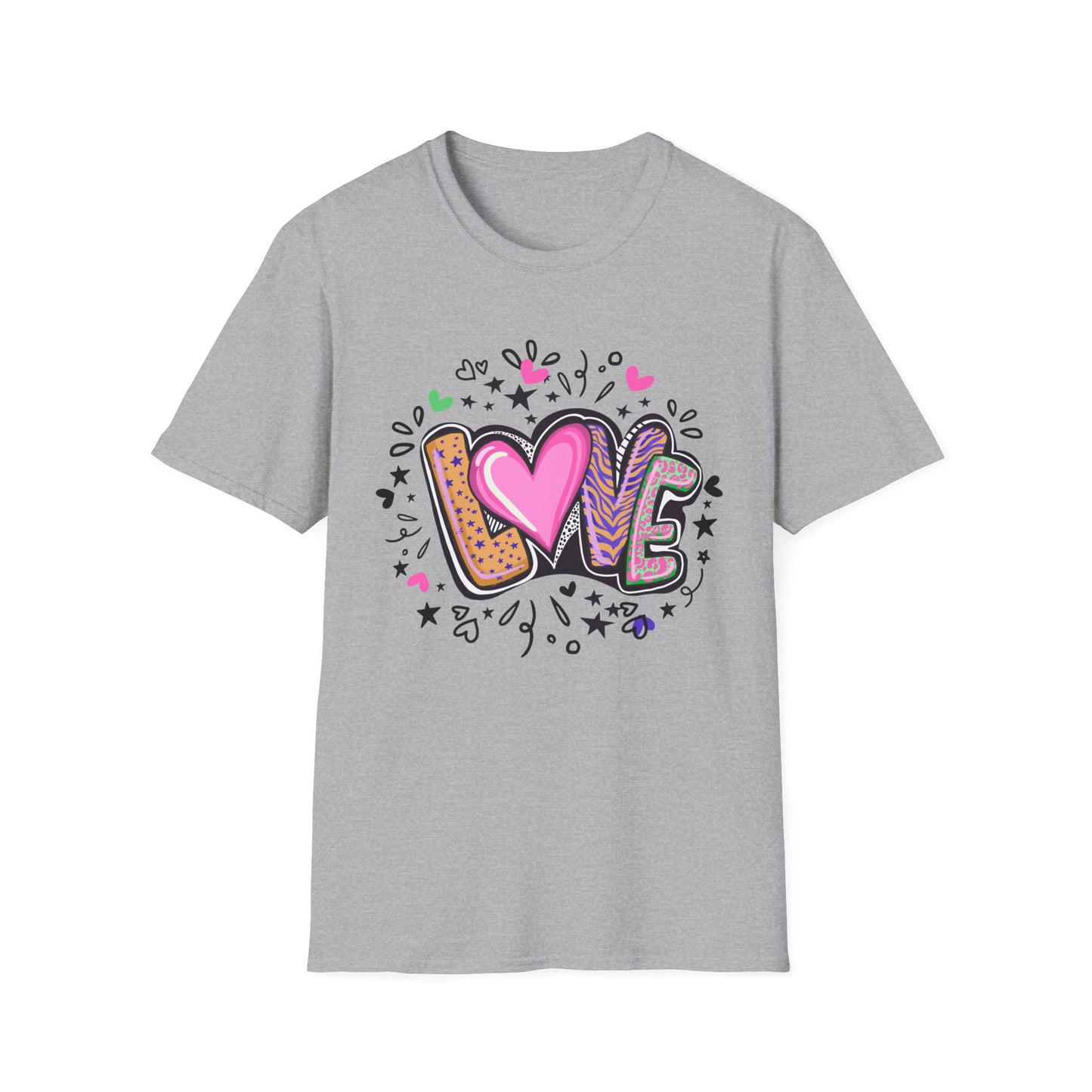 Colorful Love Graphic Unisex Softstyle T-Shirt