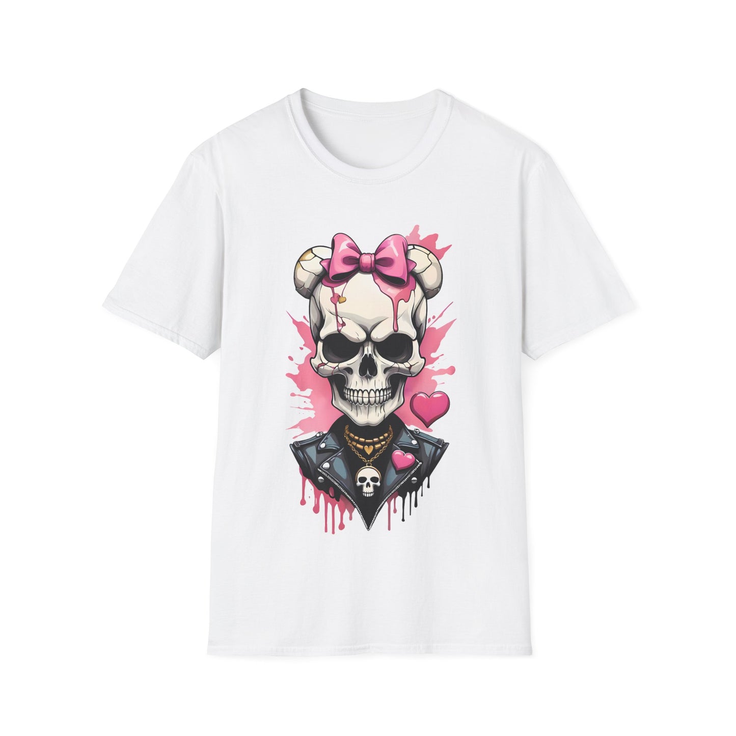 Skull Girl Graphic T-Shirt — Pink Bow Punk Skull Tee