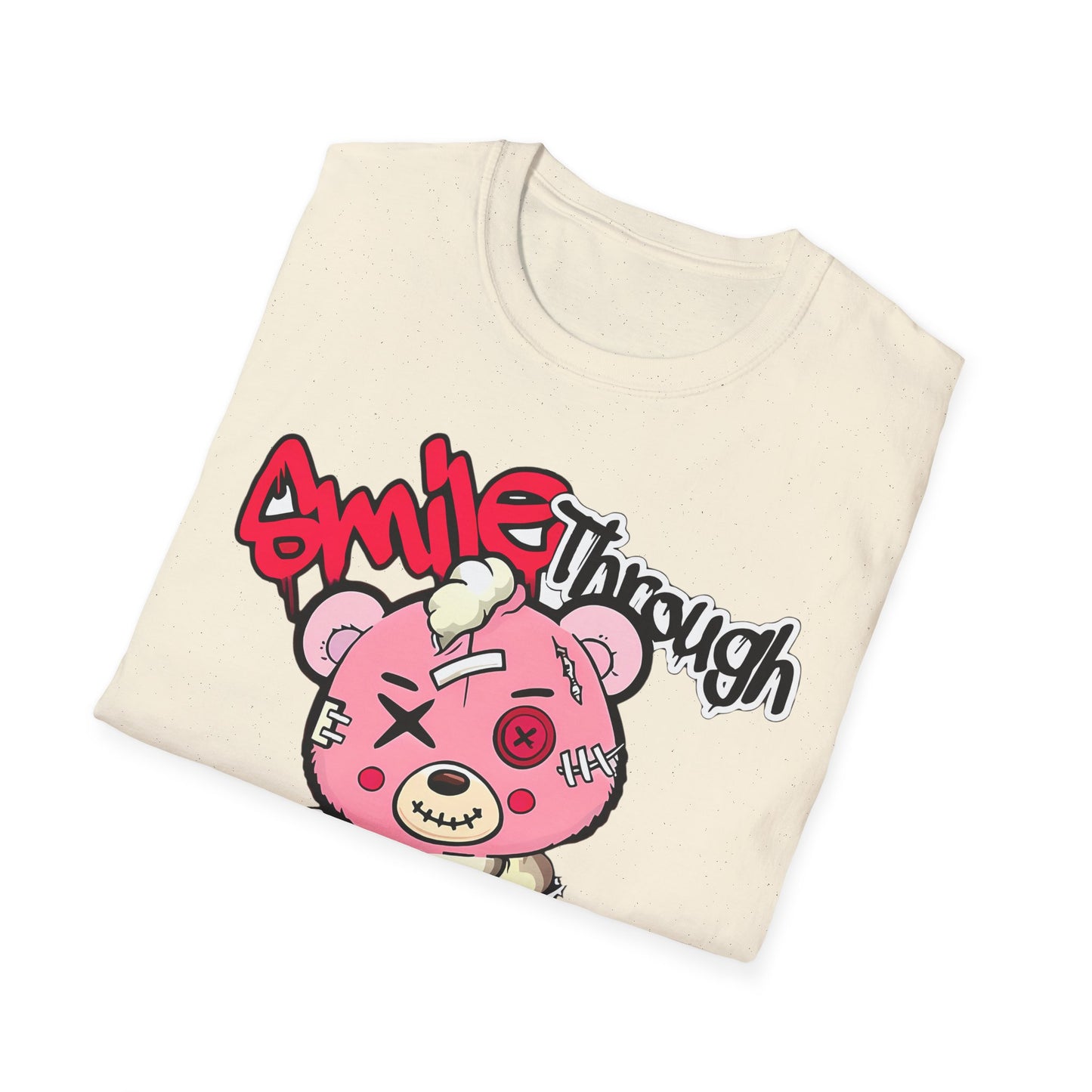 Smile Through The Pain T-Shirt — Cute Grunge Pink Teddy Graphic Tee