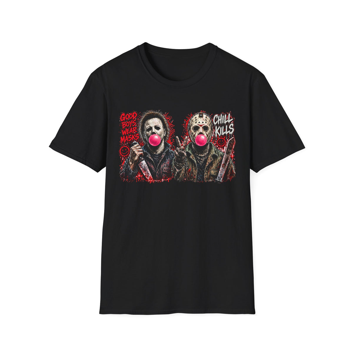 Masked Duo Horror Graphic T-Shirt