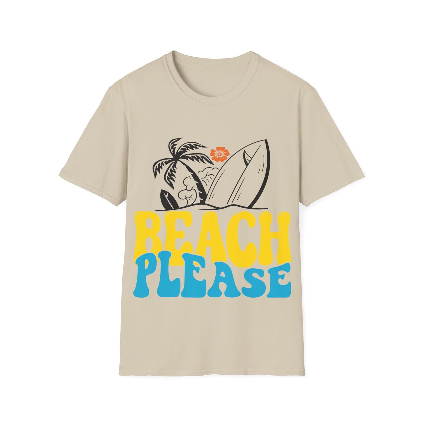 Beach Please T-Shirt – Retro Surf Palm Tree Tee