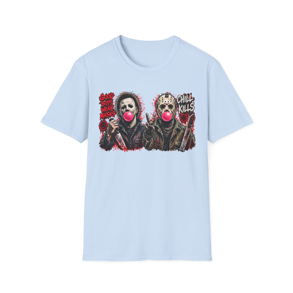 Masked Duo Horror Graphic T-Shirt