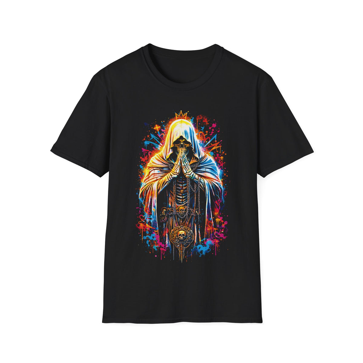 Mystical Hooded Figure Graphic T-Shirt