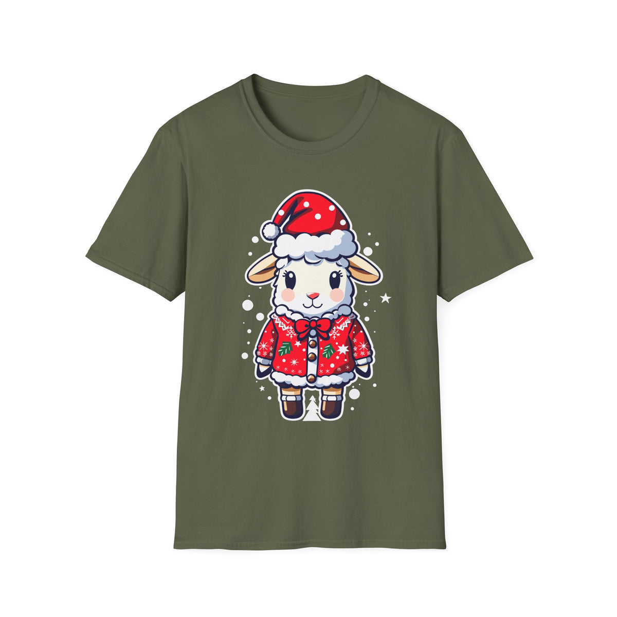 Sheep in Santa Hat T‑Shirt — Cute Christmas Lamb Holiday Tee