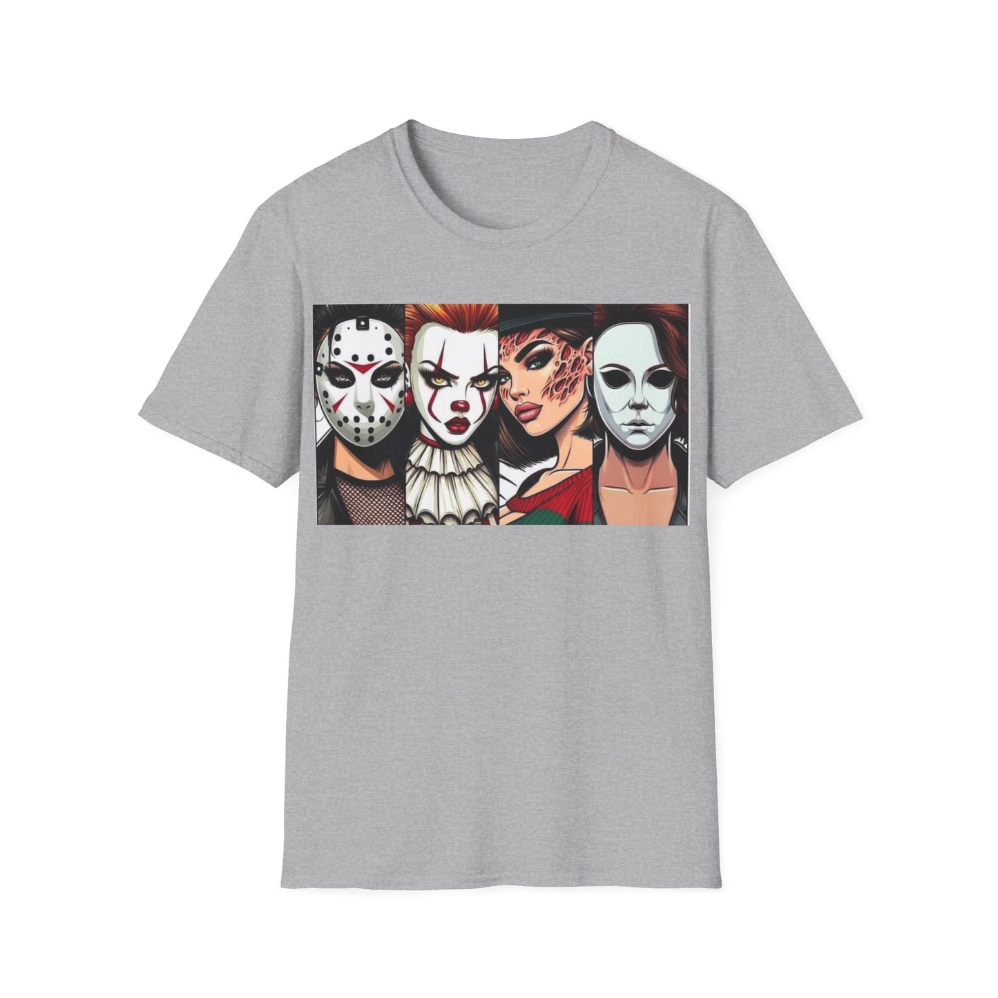 Horror Icons Graphic T-Shirt — Masks Collage Halloween Tee