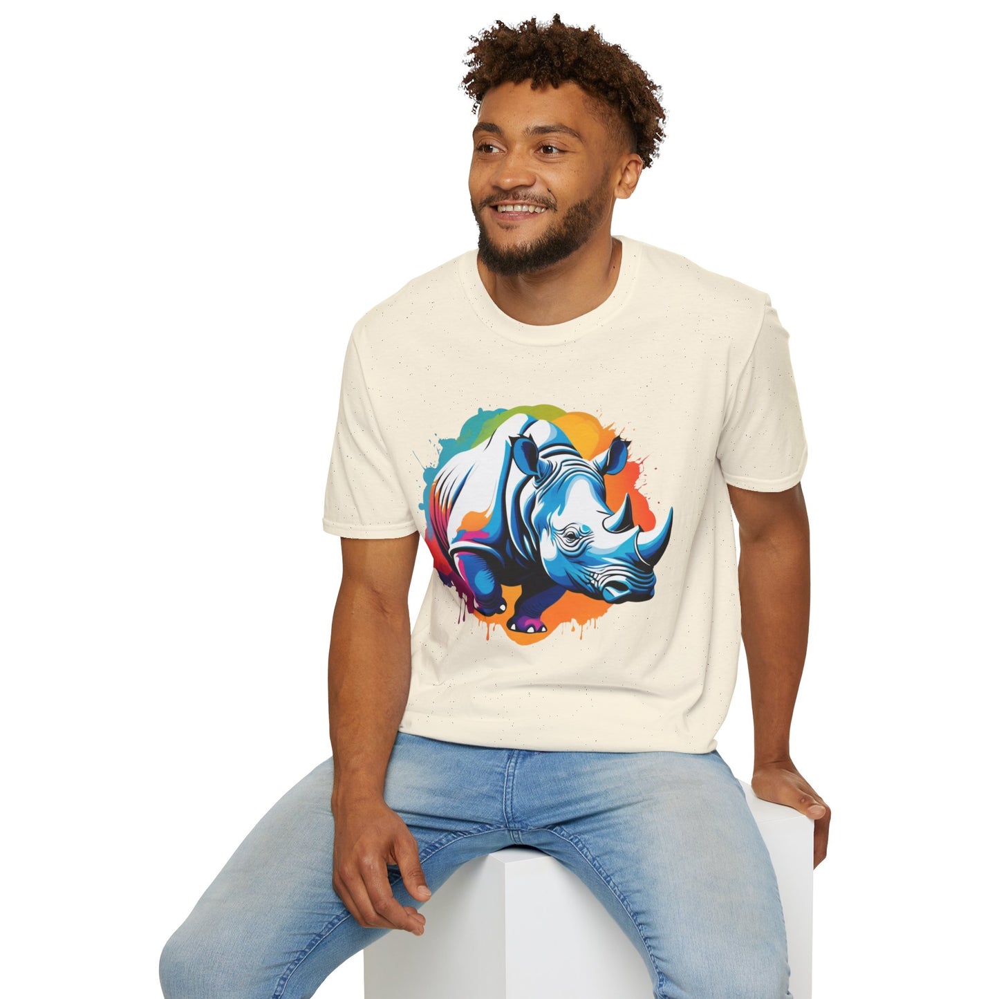 Multicolored Rhino Graphic Unisex  T-Shirt