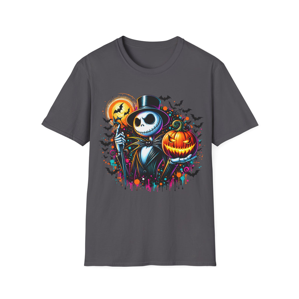 Halloween Jack Skellington T-Shirt — Pumpkin & Bats Spooky Tee