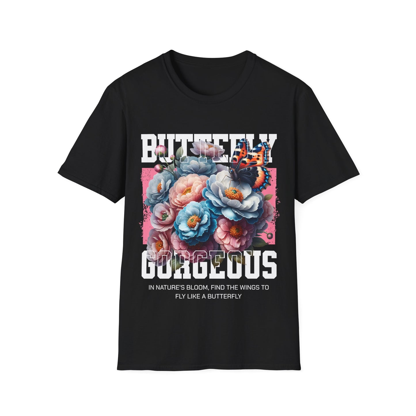 Butterfly Gorgeous Floral T-Shirt — Vintage Rose & Monarch Graphic Tee