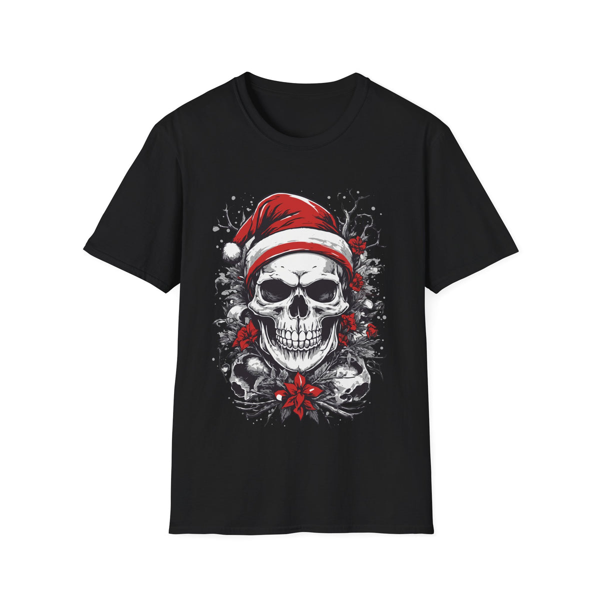 Skull Santa T-Shirt — Gothic Christmas Holiday Tee