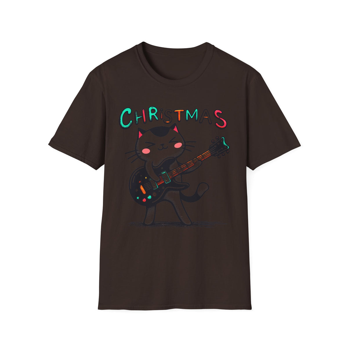 Christmas Cat Guitar T-Shirt