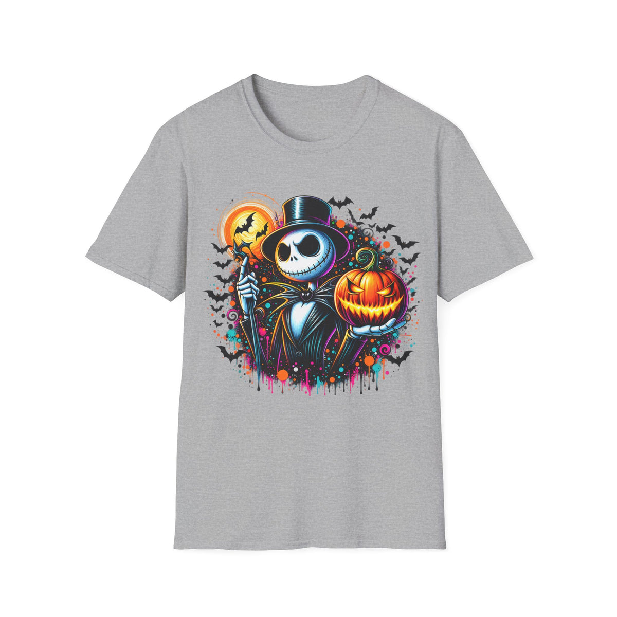 Halloween Jack Skellington T-Shirt — Pumpkin & Bats Spooky Tee