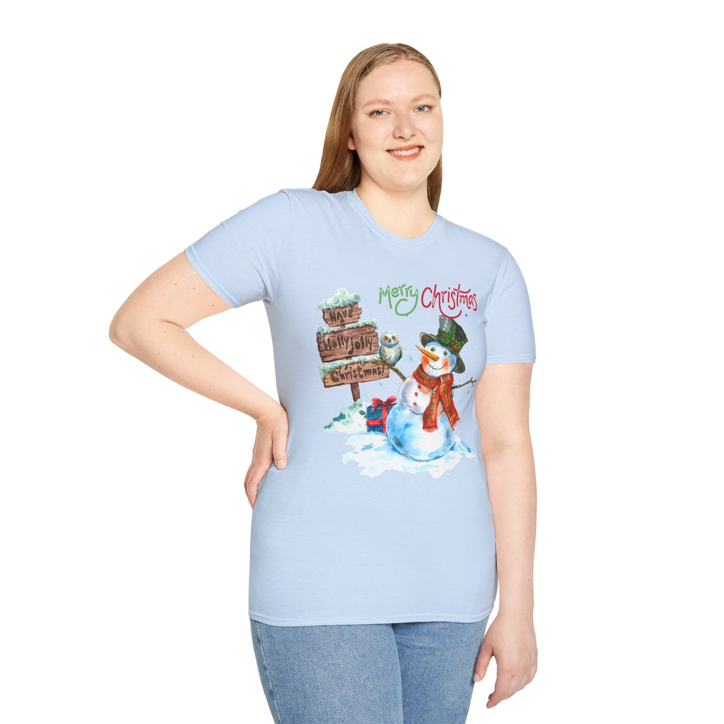 Frosty Fun Merry Christmas Snowman Unisex Tee