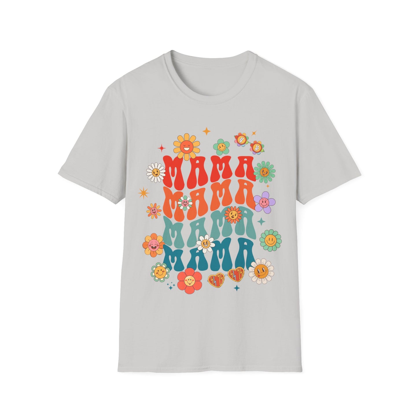 Colorful Floral Mama T-Shirt - Softstyle Tee for Moms