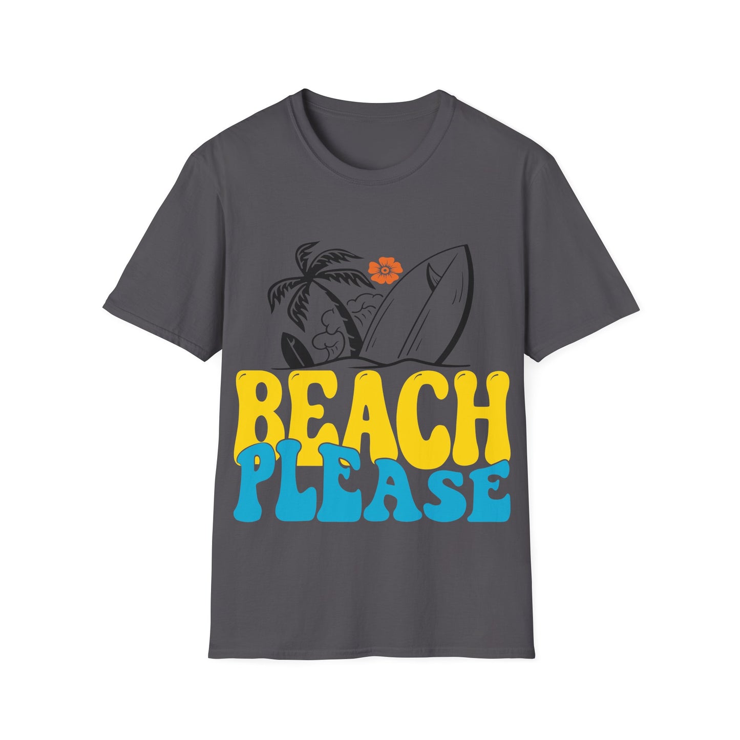Beach Please T-Shirt – Retro Surf Palm Tree Tee