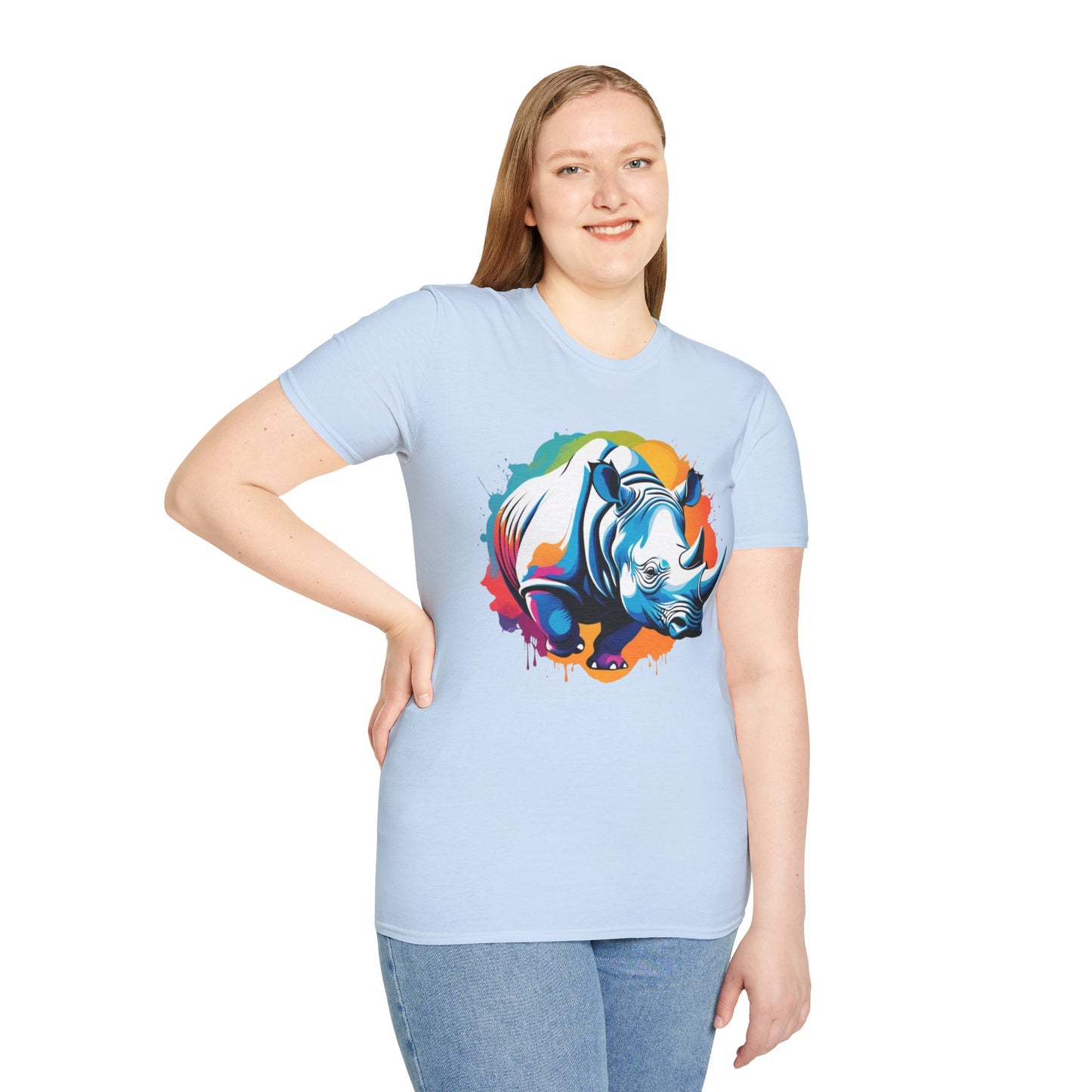 Multicolored Rhino Graphic Unisex  T-Shirt