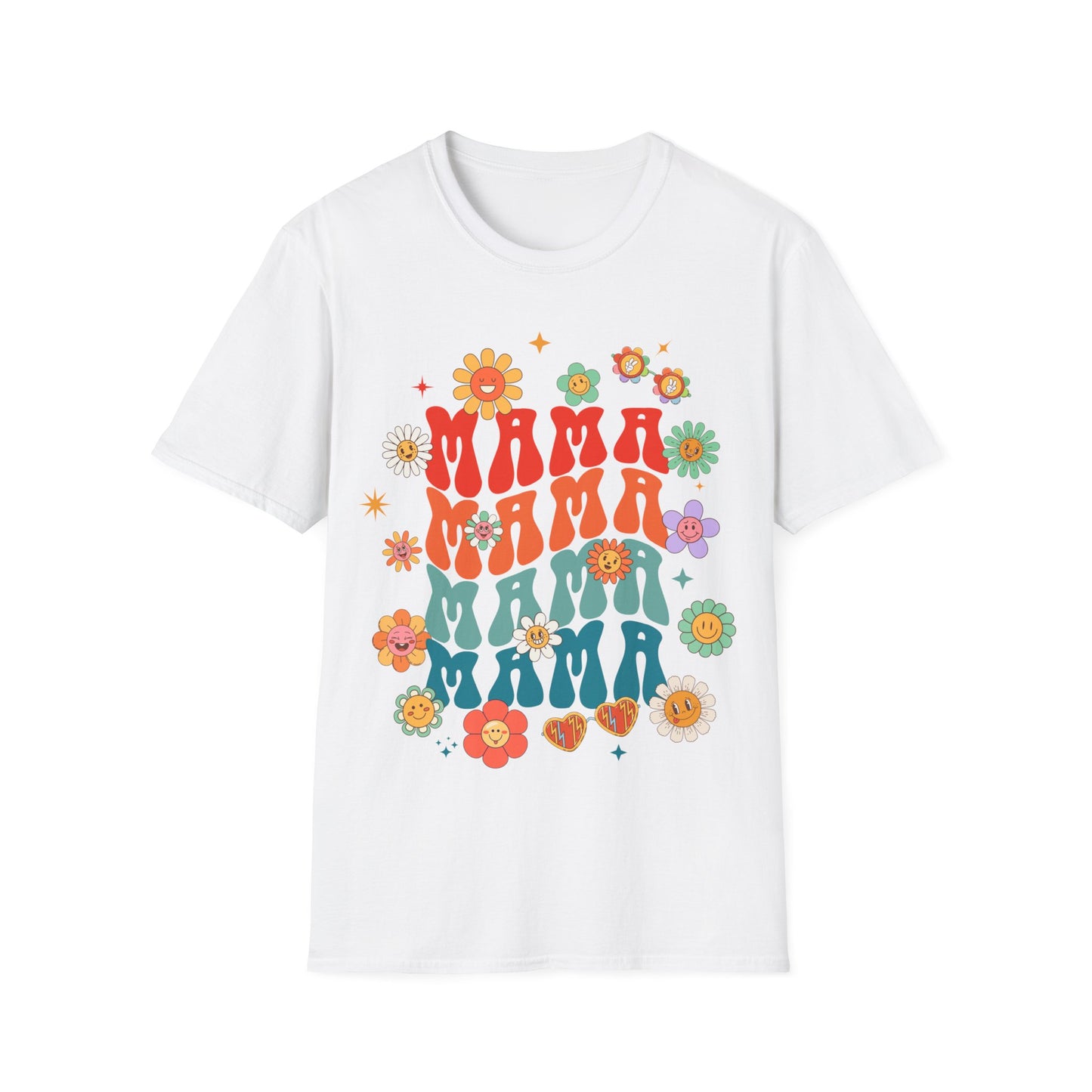 Colorful Floral Mama T-Shirt - Softstyle Tee for Moms