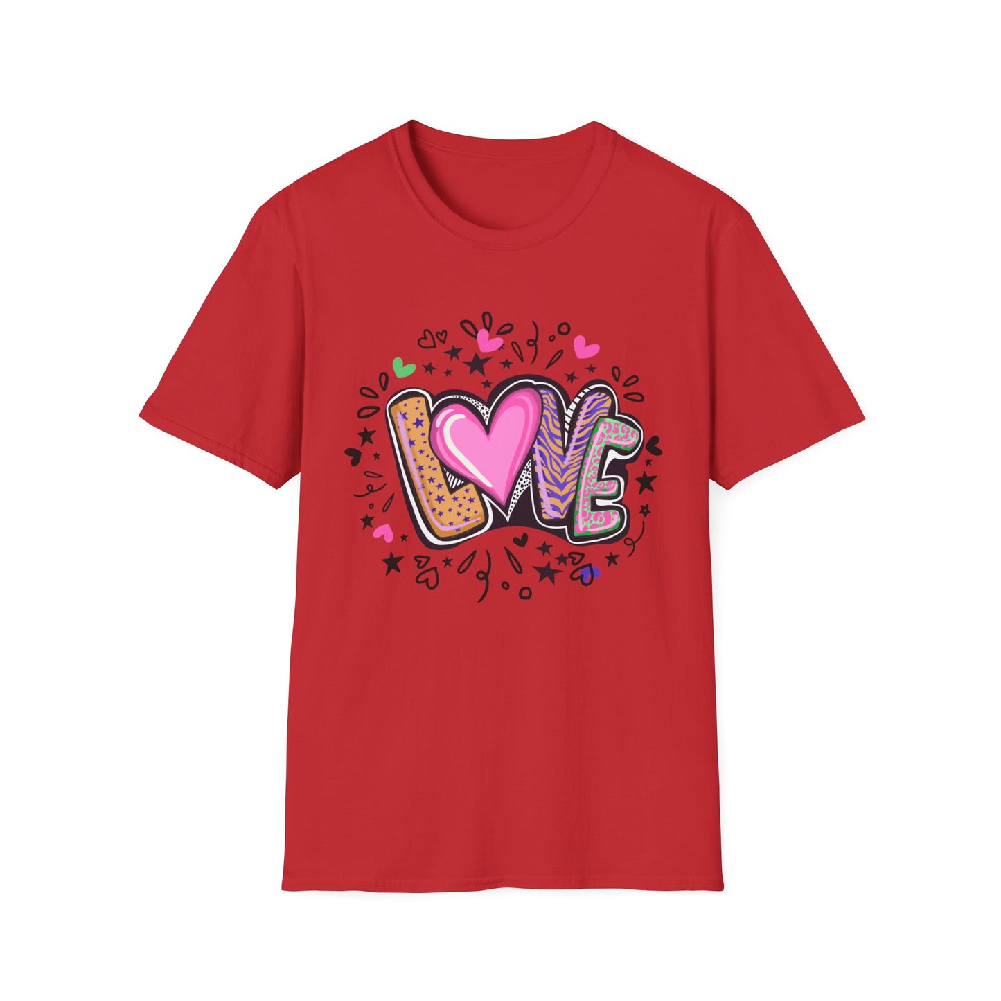 Colorful Love Graphic Unisex Softstyle T-Shirt