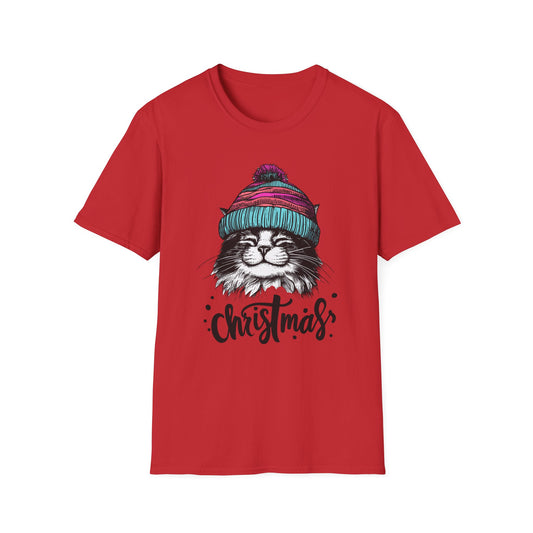 Christmas Cat Tee — Cozy Beanie Cat Graphic T-Shirt