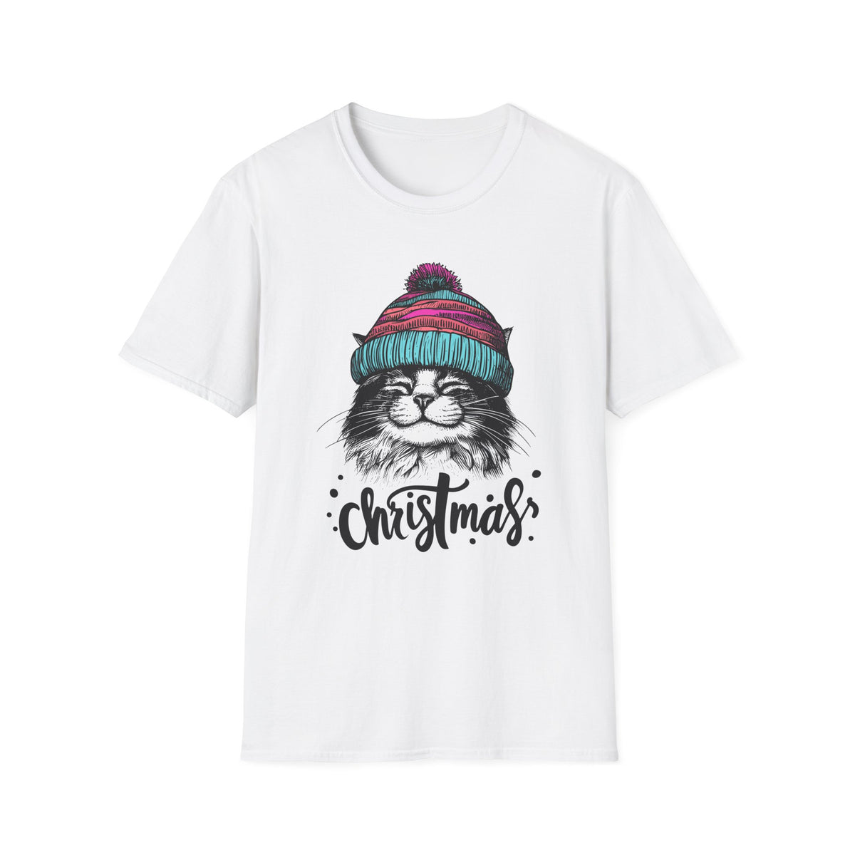 Christmas Cat Tee — Cozy Beanie Cat Graphic T-Shirt