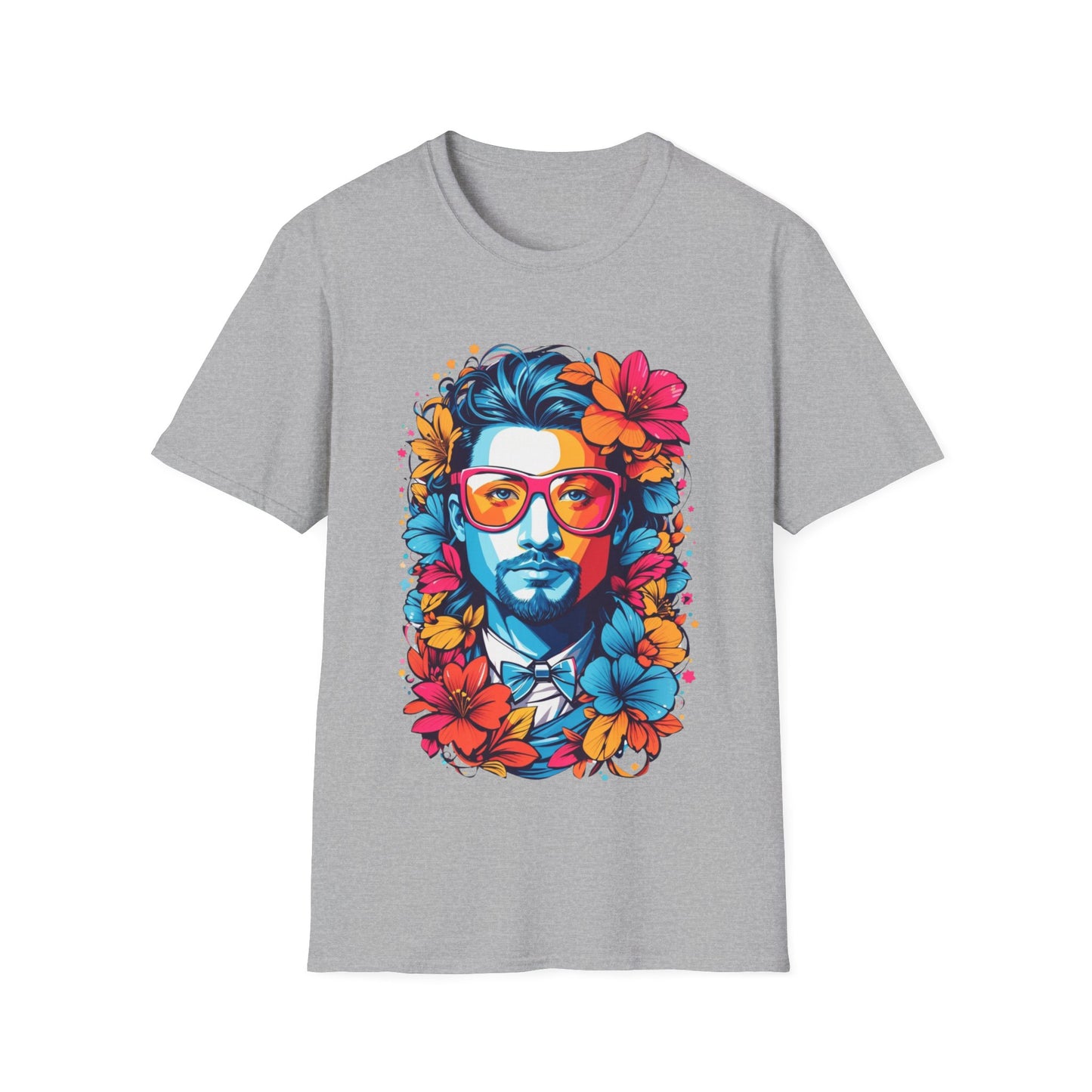 Vibrant Floral Portrait Unisex Softstyle T-Shirt