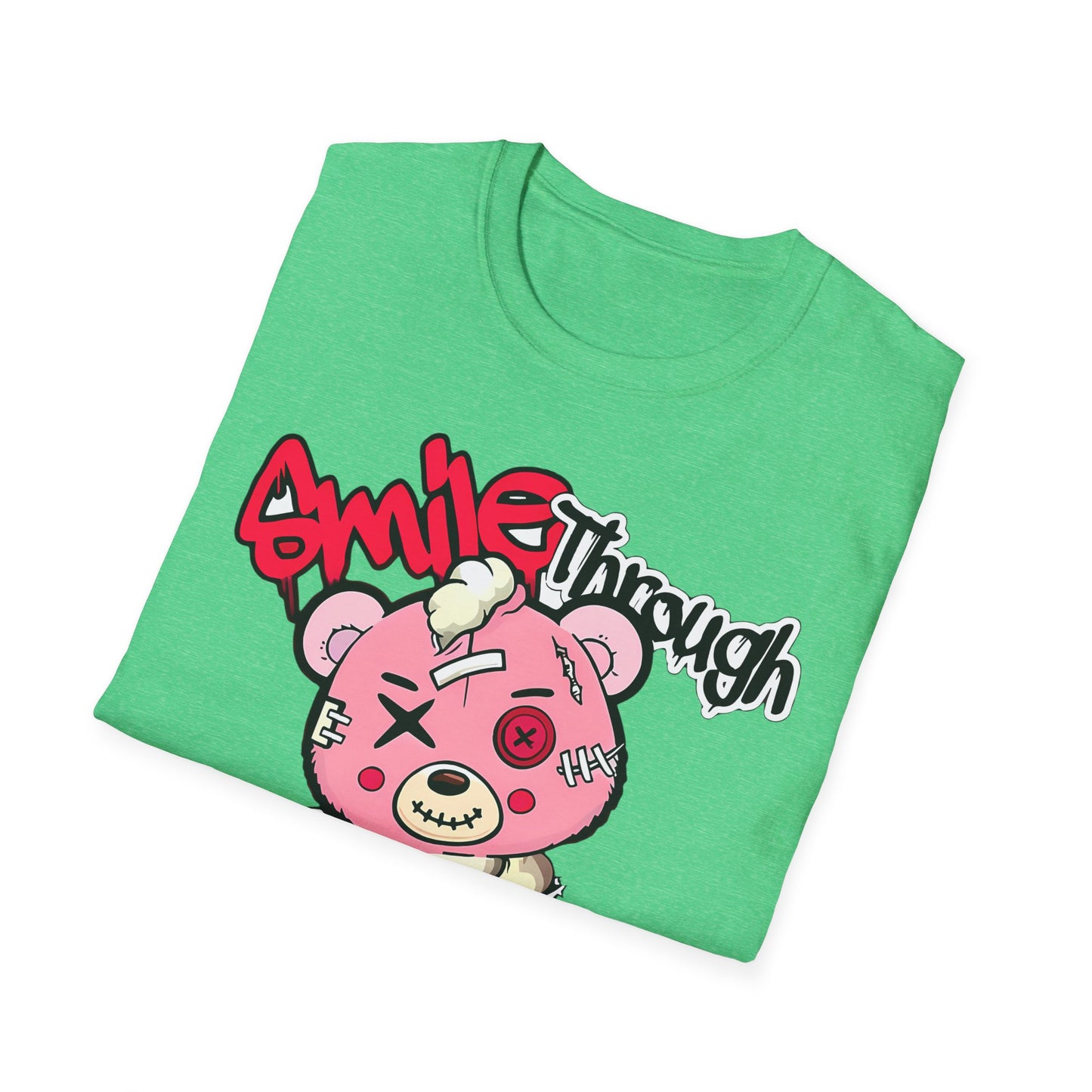 Smile Through The Pain T-Shirt — Cute Grunge Pink Teddy Graphic Tee