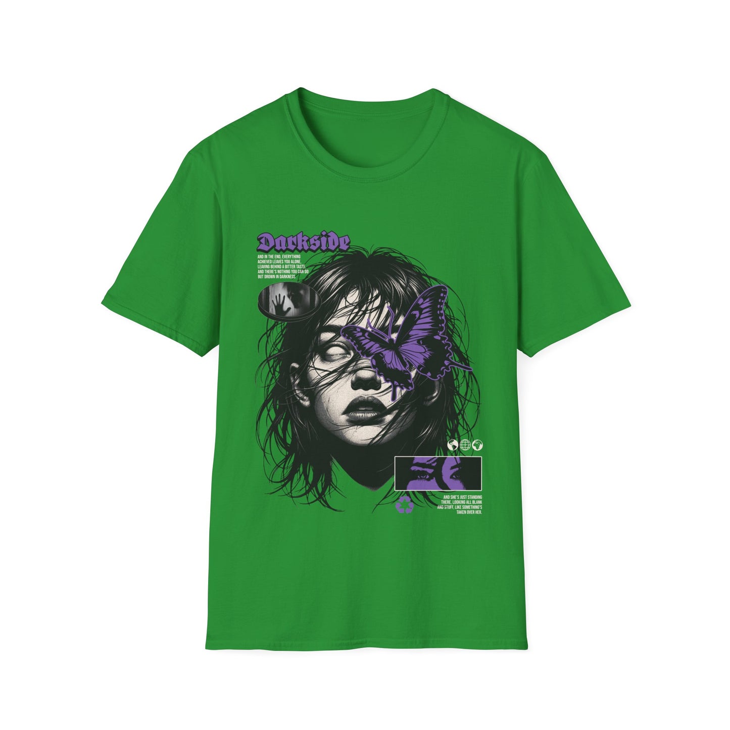 Graphic Tee - Moody Portrait with Purple Butterfly Accent