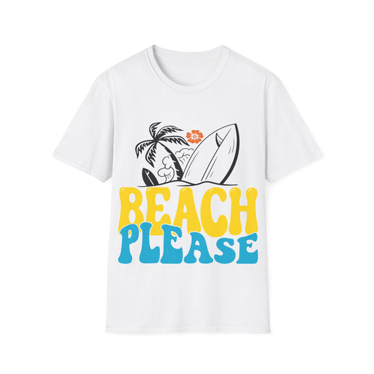 Beach Please T-Shirt – Retro Surf Palm Tree Tee