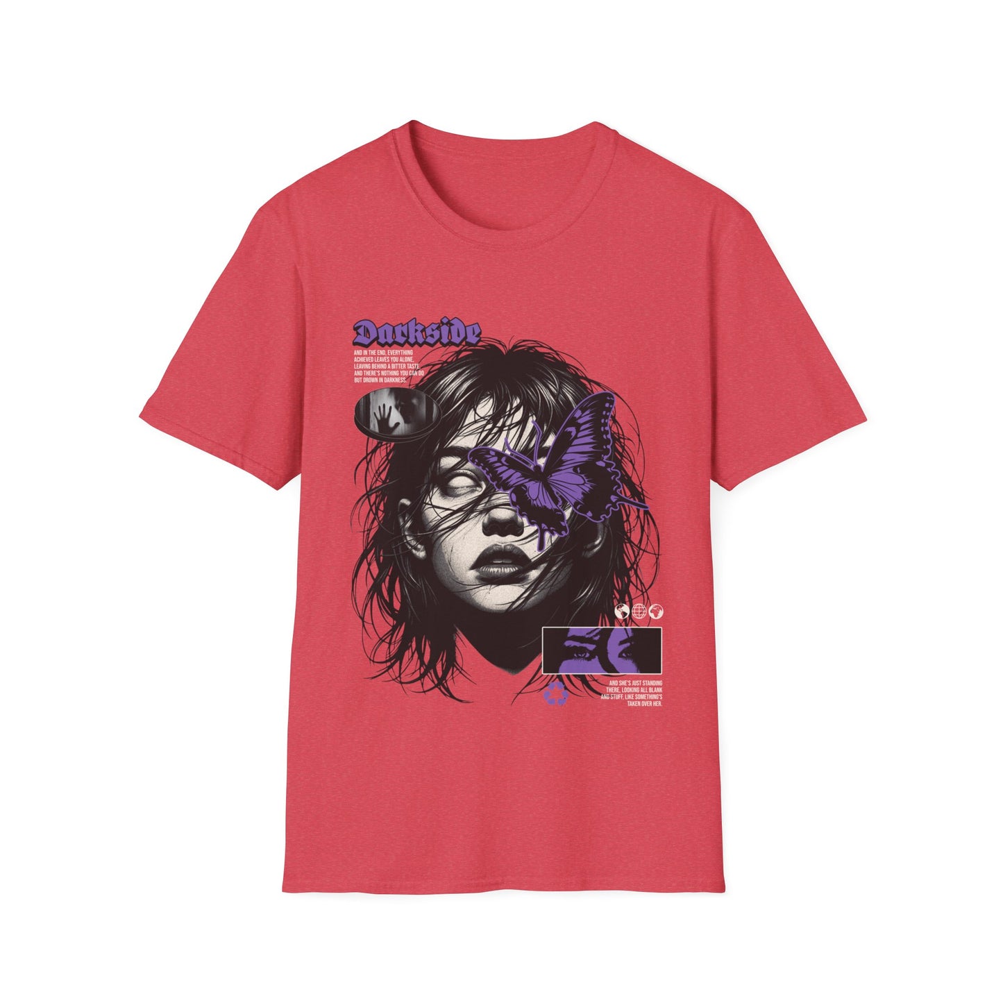 Graphic Tee - Moody Portrait with Purple Butterfly Accent